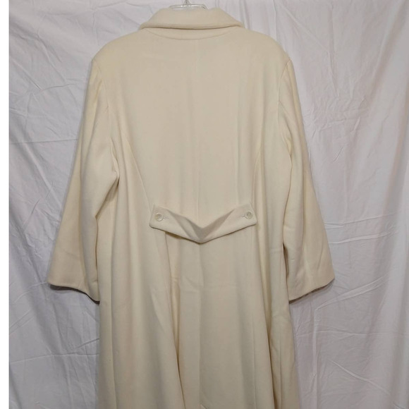 Jessica London Plus Size Woman Full Length Wool Cream Coat - Picture 8 of 14